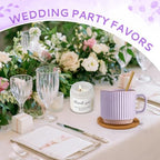 Baby Shower Prizes for Game Winners Baby Shower Games Prizes Ceramic Mugs with Metal Spoons Woven Coasters Notebooks Scented Candles Gift Bags Wedding Bridal Shower Favors for Guests (6, Purple) - Image 6