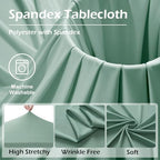 NSSONBEN 2 pk Sage Green Spandex Tablecloth for 8 Foot Rectangle Tables,Wrinkle Free Fitted Spandex Table Covers 8ft Stretch Table Cloths with Ruffle Skirt for Parties Weddings Banquet Baby Shower - Image 7