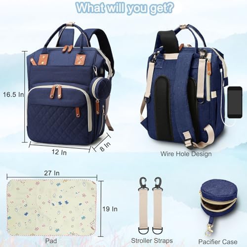 SHITIESHOU Diaper Bag Backpack Baby Bag, Baby Girl Boy Diaper Bag for Dad Mom with Pad, 16 Pockets, Pacifier Case, Large Diaper Bags Unisex for Travel (Blue) - Image 6