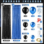 SmoothNovelty 137 Pcs 2026 Graduation Decoration Blue Black Party Backdrop Kits - 4 Sequin Backdrop Curtain 133 Balloon Garland Kit Photo Prop Background for Prom Send Off Wedding Anniversary - Image 2