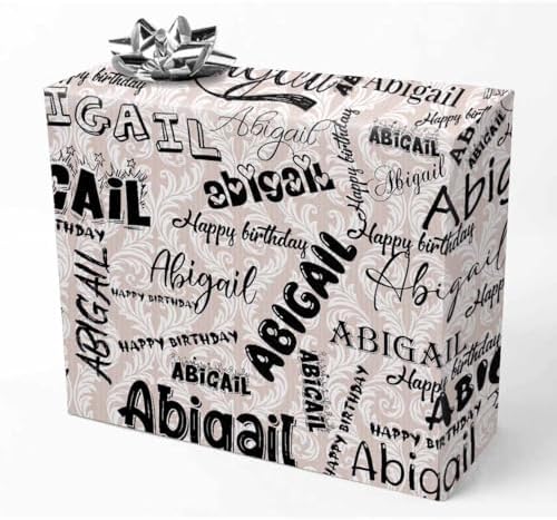 AOFUN Wrapping Paper Roll with Printed Name Wrapping Paper Roll with Printed Name Birthday Wrapping Funny Christmas Wrapping Paper Christmas Gift Wrapping 5 Rolls 58" x 23" by Unknown