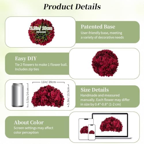 BLOSMON Hydrangea Artificial Flowers Ball Centerpieces for Wedding, 6 Pcs - Image 5