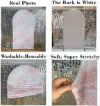 Light Pink Bloom Flower Arched Backdrop Covers Double-Sided Stretchy Arch Stand Cover for Girls Birthday Baby Shower Baptism Party Decoration Supplies(No Stand!) - Image 3