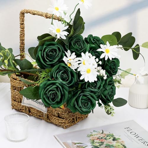 48 PCS Emerald Green Roses Artificial Flowers, Silk - Image 5