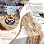 Beige Boho Cheesecloth Table Runner 12 Pack 17x108 Inch Sheer Gauze - Image 7