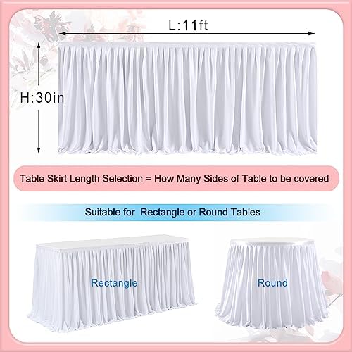 Table Skirt for Teacher Desk Classroom Wedding Baby Shower, White, 11ft - Image 2