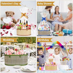 Dreamtop 4 Set Baskets for Gifts Empty, Woven Bamboo Gift Basket Empty Large with Handles, Sturdy Gift Basket Kit Empty to Fill for Christmas Birthday Baby Shower Wedding Gift (Colorful) - Image 6