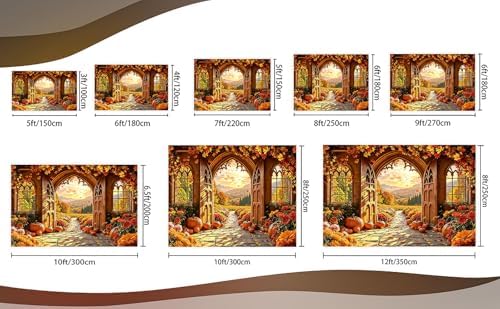 Fall Backdrop, 8x6FT Autumn Window Gothic Arch Door Backdrops - Image 7