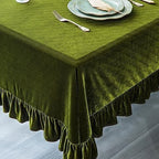 GLORY SEASON Velvet Tablecloth Luxurious Solid Rectangle Table Cloth,Oblong Retro Farmhouse Ruffle Tablecloths Washable Table Cover for Party Wedding Baby Shower Kitchen Dinning Tabletop Decoration - Image 7