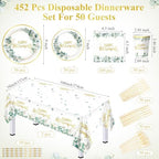 Potchen 452 Pcs Retirement Plates Napkins Party Supply, Green Gold - Image 3