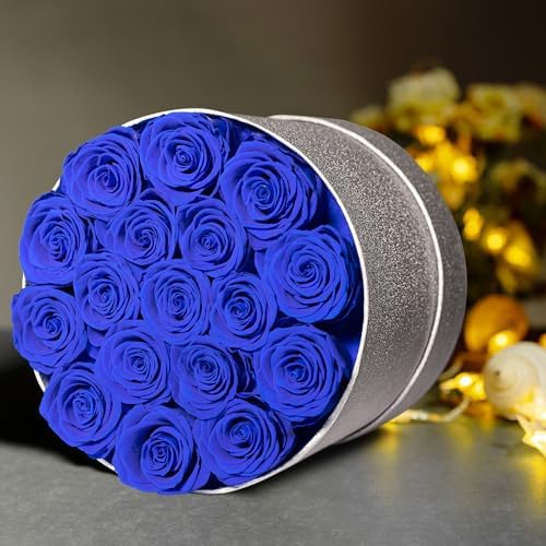 Prifroti 17 Blue Flowers in Glitter Box, Birthday Gifts for Women, Preserved Flowers, Mothers Day Roses Gift for Mom - Image 4