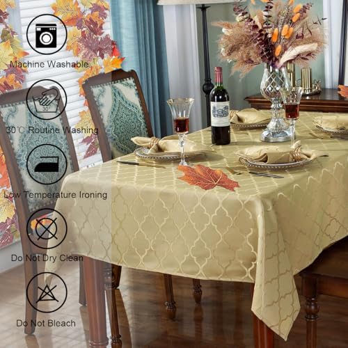 SASTYBALE Autumn Gold Champagne Jacquard Tablecloth 60"x102" Rectangle - Image 4
