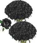 50 PCS Black Roses Artificial Flowers, Fake Roses with Stem Realistic Silk Roses for Halloween DIY Wedding Bouquets Table Centerpieces Arrangements Baby Shower Party Birthday Home Decor Gift for Her by HyeFloraartificialflowers