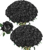 50 PCS Black Roses Artificial Flowers, Fake Roses with Stem Realistic Silk Roses for Halloween DIY Wedding Bouquets Table Centerpieces Arrangements Baby Shower Party Birthday Home Decor Gift for Her by HyeFloraartificialflowers
