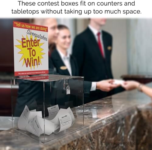 Marketing Holders 10 Inch Locking Ballot Box with Removable 8.5" x 11" Header Sign Holder Clear Acrylic Cube Donation Bin - Image 2