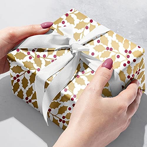 Jillson Roberts Gift Wrapping Paper, Elegant Holly, 6 Jumbo Rolls 10ft x 30in - Image 2