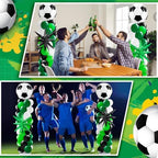 Kasyat 2 Sets Soccer Balloon Column Stand Kit with 4D Soccer, Green Black Star Foil and 100 Latex Balloons, Green White Black Arch Kit for Floor for Football Sports Party Decorations - Image 7