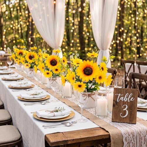 Zeyune Artificial Sunflower Potted Plants Rustic Wedding Table Centerpieces Summer Spring Kitchen Silk Yellow Flower with Plastic Pot for Home Bathroom Office Bridal Shower(12 Pcs,White,Daisy) - Image 3