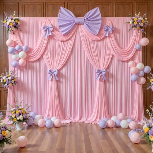 10ft x 10ft Pink Backdrop Curtains, Baby Pink Drapes for Backdrop Fabric - Image 5