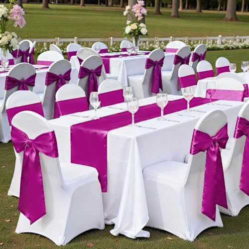 MDS® Pack of 50 Satin Chair Sashes for Wedding & Events – Magenta Violet - Image 6