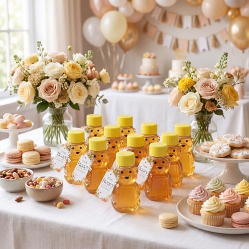 50 Pack Mini Honey Jars Party Favors, 2 Oz Plastic Small Bear Honey Bottles - Image 7