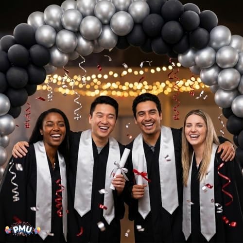 PMU DIY Professional Balloon Arch Deluxe Kit (Black and Silver) Balloon Garland for Party Decoration, Decoration Kit for Birthday Party, Wedding, Graduation, Baby Shower (41687-61646) Pkg/1 - Image 4