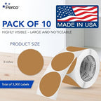 Perco Kraft Brown Perforated Round Circle Dot Sticker 3-Inch Labels — 10 Rolls, 5,000 Stickers - Natural Rustic Labels for Handmade Products, Thank You Stickers & Packaging - Made in USA - Image 2