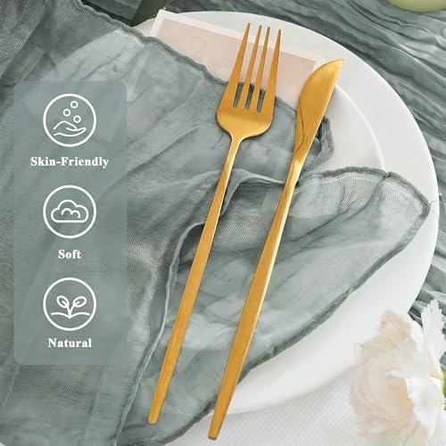 50 Pack Cheesecloth Napkins 20"x20" Dusty Blue Gauze Boho Napkins - Image 3
