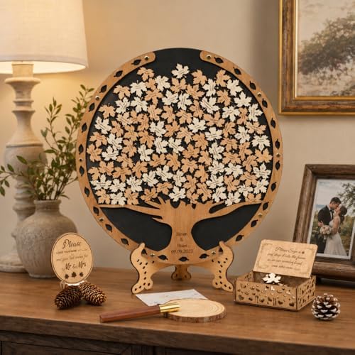 Personalized Maple Tree Wedding Guest Book Alternative, Fall Leaf Drop Box - Image 5