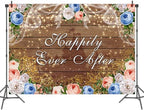 20x10ft Happily Ever After Backdrop Castle Princess Boho Wood Floral Wedding Party Background White Blue Golden Rose Bridal Shower Retirement Party Decorations Banner Photo Props - Image 3