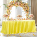 Partisky Yellow Polyester Table Skirt for Rectangle Tables 17ft, Wrinkle Resistant Pleated Ruffle Table Cloth for Banquet Wedding Trade Baby Shower Display Gift Dining Table by Partisky