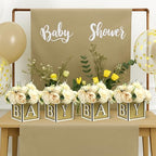 Baby Shower Boxes Decorations 4Pcs Wood Baby Blocks with Printed Baby Letter, Gold Baby Shower Centerpieces for Table, Gender Reveal Neutral Baby Shower Supplies - Image 3