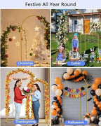 HEMMOTOP Metal Arch Backdrop Stand Set, Gold, 7.2ft and 6ft, 2-Pack - Image 2