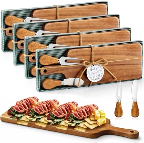 Ziliny 4 Sets Baby Shower Game Prizes Cheese Board Gift Sets, Acacia Color by Ziliny