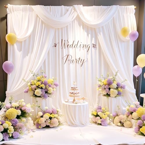 10x10ft Wrinkle Free White Backdrop Curtain for Parties, Soft Wedding White Curtain Backdrop, Polyester Photo Backdrop Drapes for Birthday Party Baby Shower Photography Background - Image 6