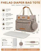 FHELAD Diaper Bag Tote, Baby Shower Gifts for Mom Set (Brown Taupe) - Image 3
