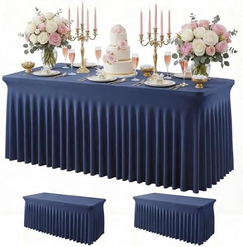 2Pack Spandex Tablecloth for 6FT Rectangle Tables,Table Skirt by Baoszty
