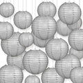 Quasimoon PaperLanternStore.com Ultimate 20-Piece Silver Paper Lantern Party Pack - Assorted Sizes of 6, 8, 10, 12 Inch (5 Round Lanterns Each) for Weddings, Birthday, Events and Decor by Quasimoon