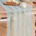 Artoid Mode 6PC Gold Gauze Light Blue Table Runner 120 Inch 10FT, Glitter Metallic Foil Sheer Dining Wedding Anniversary Holiday Birthday Table Decor for Home Party by ArtoidMode