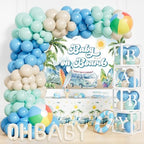 Party Inspo Baby on Board Baby Shower Decorations - 122Pcs Surf Theme Party Supplies for Boys with Backdrop, Tablecloth, Balloon Boxes and Ocean Blue Garland Kit by Unknown