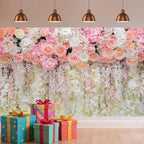 15x10ft Pink Rose Flower Wedding Photography Backdrop Spring Floral Photography Backdrop Valentine's Day Mother's Day Girl Birthday Baby Shower Wedding Bridal Party Banner Photo Booth Props Background - Image 4