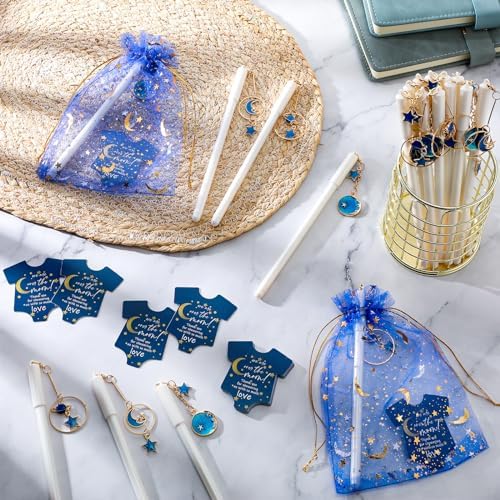 Engrowtic 50 Sets Twinkle Baby Shower Favors Moon Star Pendants Pen - Image 6