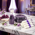 DaYammi 210PCS Purple Glitter Plastic Dinnerware Set for 30 Guests - Image 2