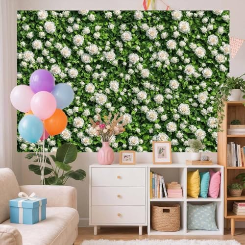 10X8FT Greenery Grass Backdrop Wedding Backdrop Anniversary Ceremony Photography Background Bridal Floral Grass Birthday Baby Shower Party Decorations Banner Flower Wall Family Photo Booth Props - Image 4