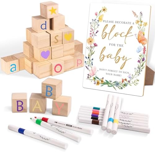 79 Pcs Baby Shower Boho Floral Decorate a Block Game Set, Games for Guest by Toctose