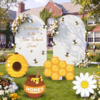 4 Large 23.6 Inch Bee Theme Cardboard with Stand and 20 Bee Cutout, Prop up Honey Pot Honeycomb Decoration for Birthday Baby Shower Gender Reveal Supplies by Unknown