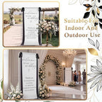 Floral Wedding Welcome Sign Stand with Satin Ribbon, Black - Image 5