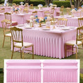 NSSONBEN 4 pk Baby Pink Spandex Tablecloth 6ft with Ruffle Table Skirt, Wrinkle Free Stretchy Fitted Tablecloths for 6 Foot Rectangle Tables, Elastic Spandex Table Covers for Weddings Parties Banquet by ENJOYYOURPARTY