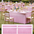 NSSONBEN 4 pk Baby Pink Spandex Tablecloth 6ft with Ruffle Table Skirt, Wrinkle Free Stretchy Fitted Tablecloths for 6 Foot Rectangle Tables, Elastic Spandex Table Covers for Weddings Parties Banquet by ENJOYYOURPARTY