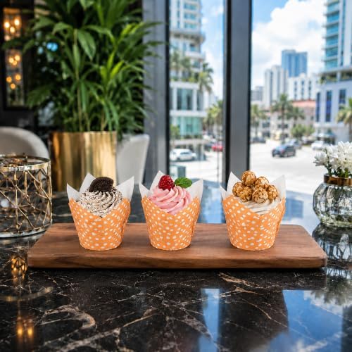 Restaurantware 2 oz Hot Orange Polka Dot Tulip Paper Baking Cups, 200 Ct - Image 4